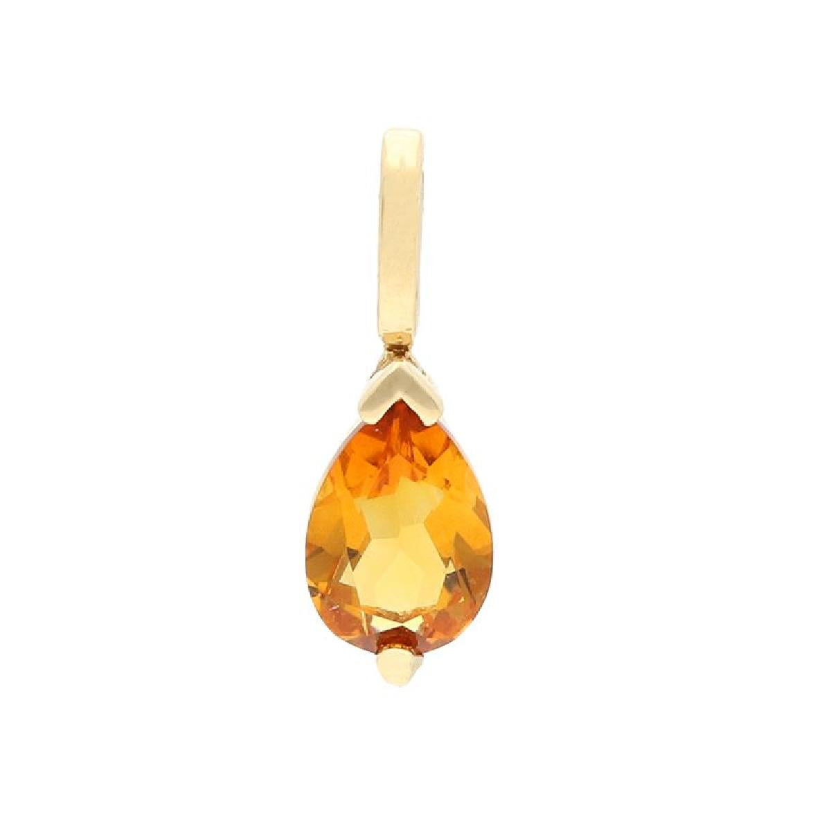 Pendentifs Poire Citrine Jaune Orangé Taillé Facette Haute Qualité – Or Jaune 750/1000