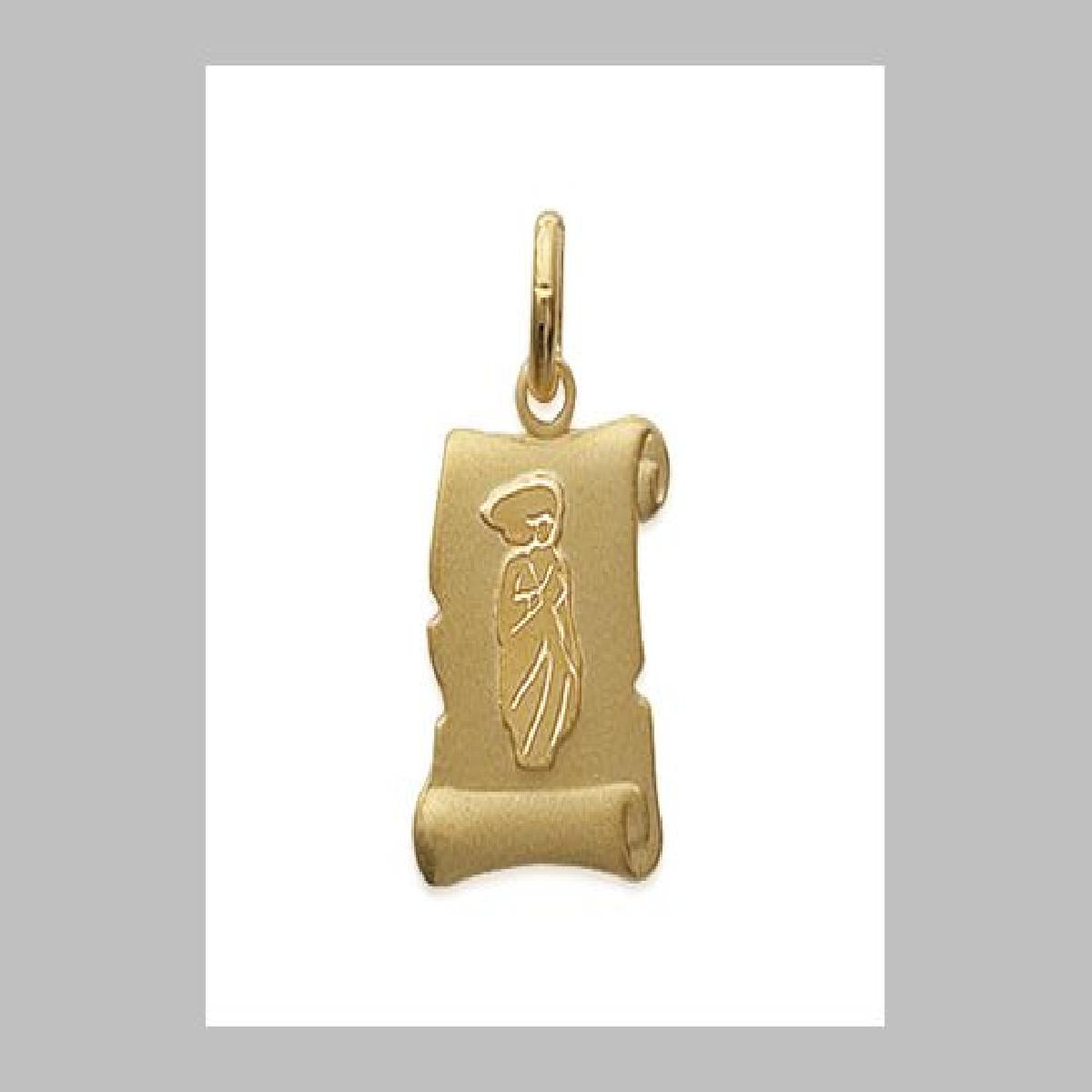 Pendentifs Vierge Marie Gravée Motif Filigrane et Gravure Intérieure – Or Jaune 18 Carats
