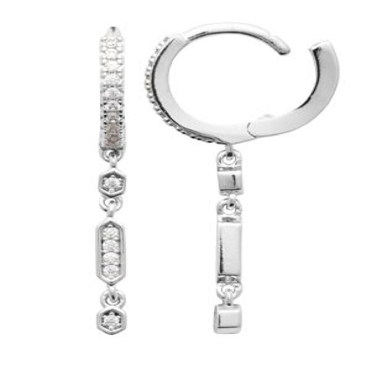 Créole PAM Blanc Modèle Dormant Pendante – Argent 925 et Zirconium Finition Polie