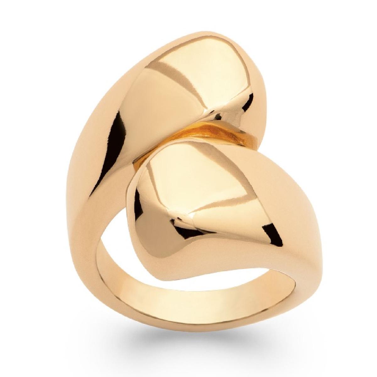 Bague Croisée Torsadée en Fil Double, Motif Croisé Sobre Élancé – Plaqué Or 3 Microns