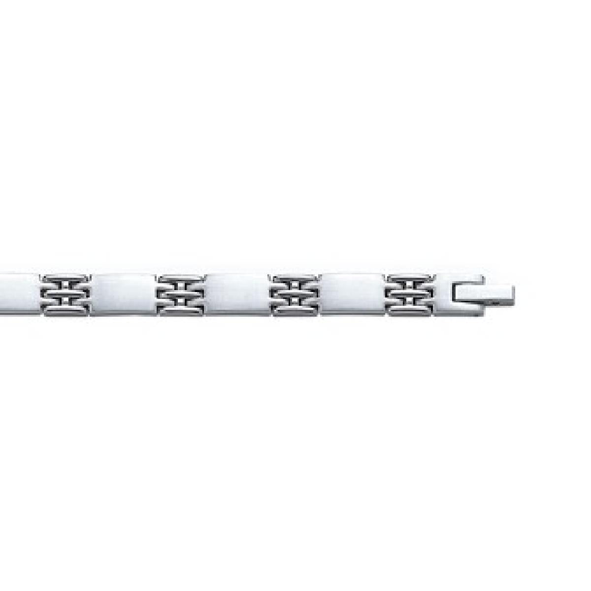 Bracelet à Maillons Montés sur Chevrons 21 cm Longueur Ajustable Finition Satinée – Acier Gris