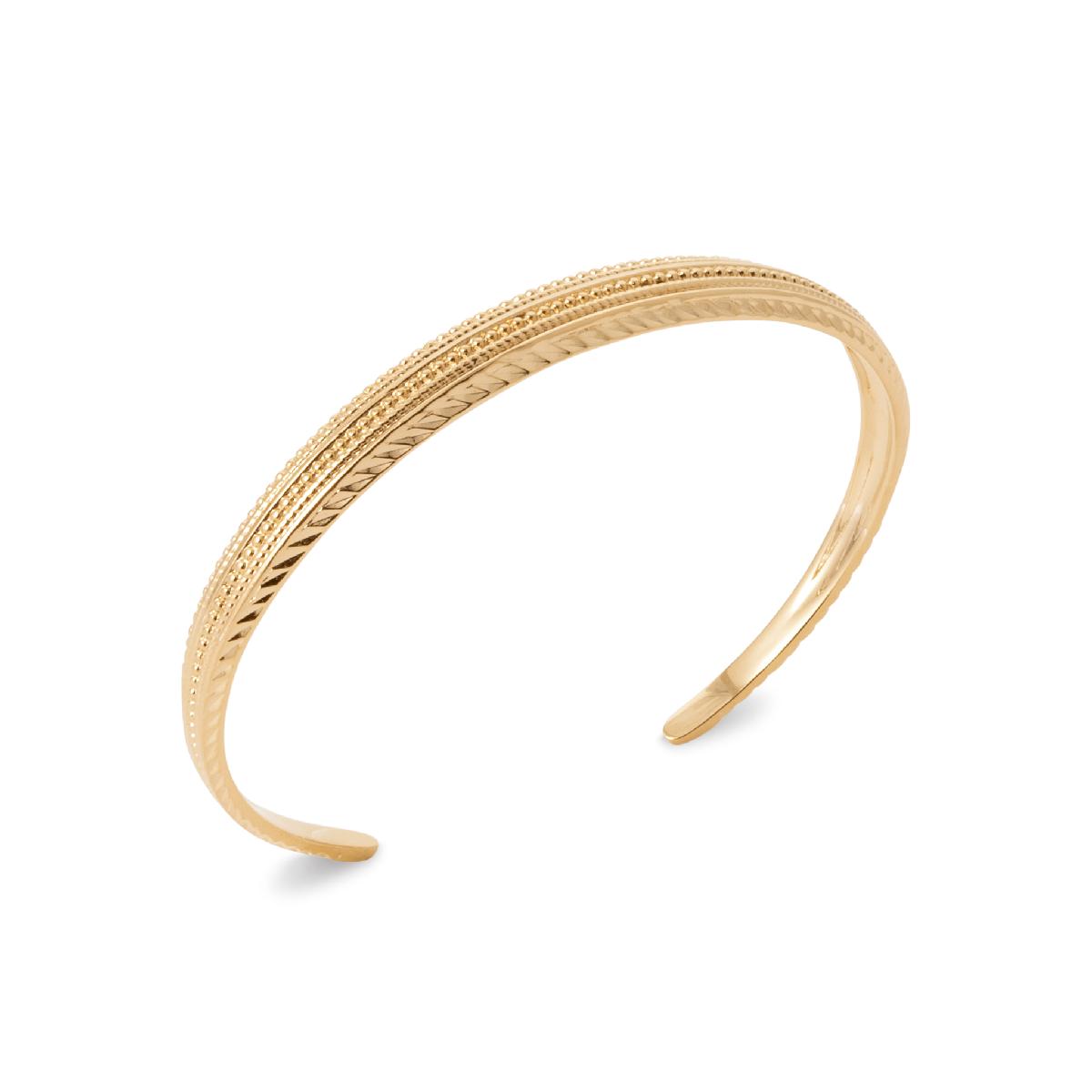 Bracelet Rigide ALOÏZE Collection Eternel Gravé À Motif Géométrique – Or Jaune 18 Carats