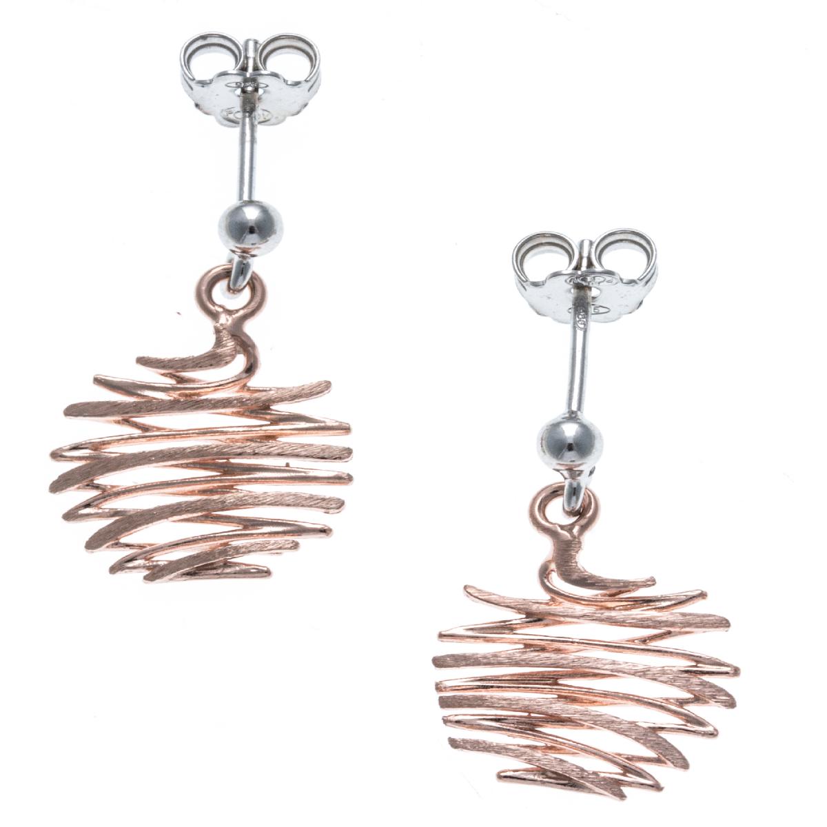 Boucles D'Oreilles AG925 - Argent Rhodié 925/1000 Poussettes Papillon Finition Satinée Rosée
