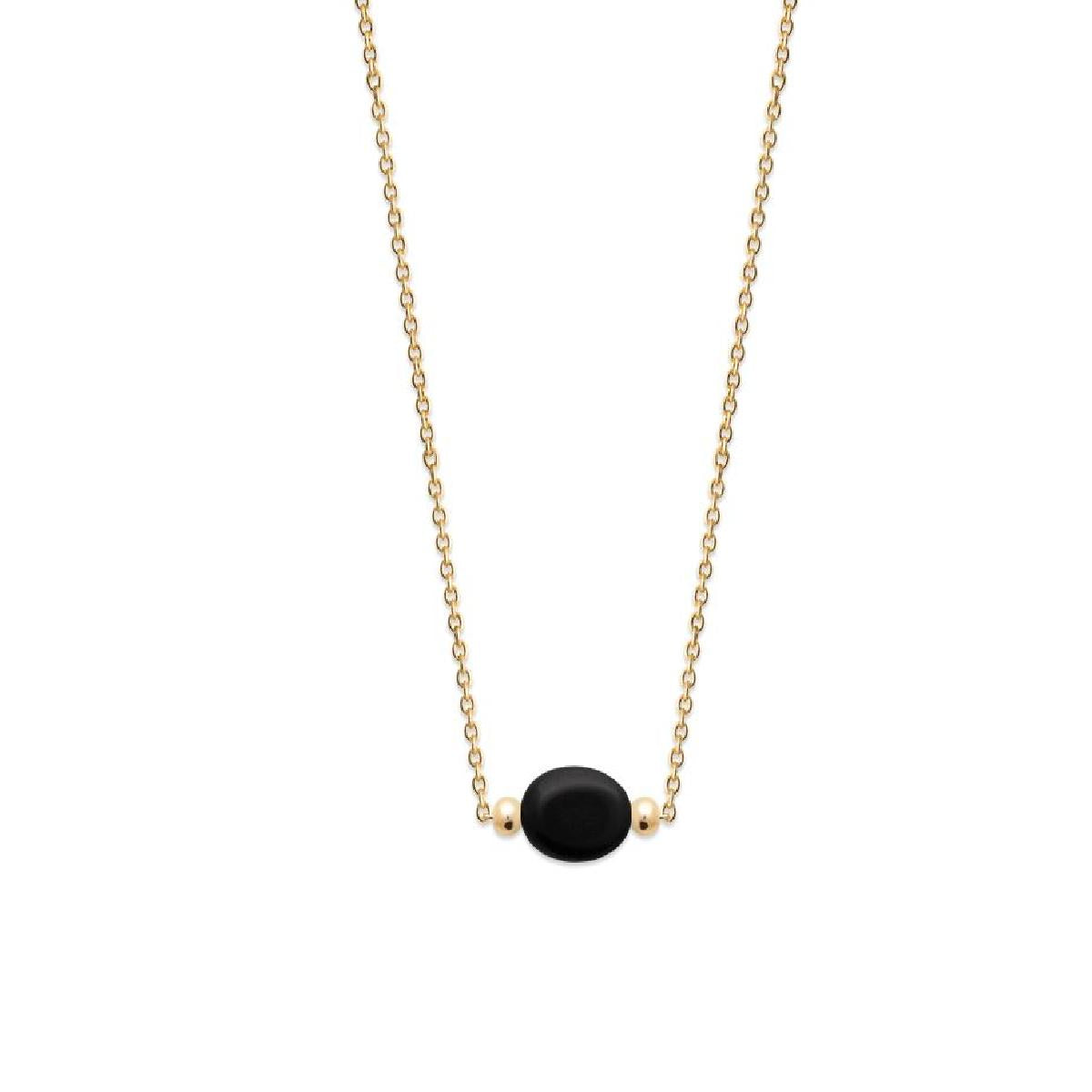 Collier Simple En Chaîne Agathe Couleur Ambre Longueur 40 Centimètres – Or 18 Carats