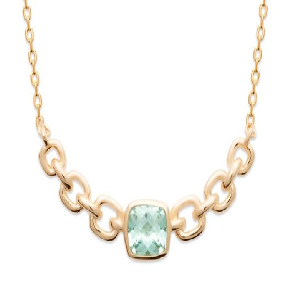 Collier Zirconium – Or Plaqué Jaune 18 Carats Longueur 45 cm Maille Forçat Maillons Ajourés