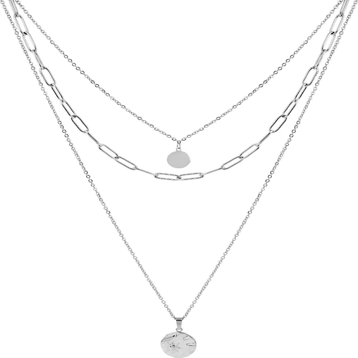 Collier Simple ALOÏZE Chaîne Fine Gravée Maille Torsadée Satinée Longueur Standard – Acier