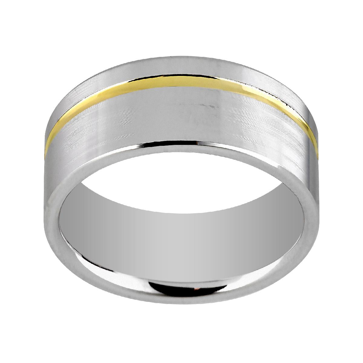 Alliances à motifs gravés géométriques concentrés et alternés avec finitions polies – Or 18 carats
