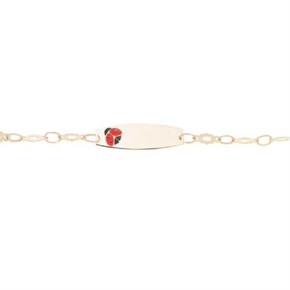 Gourmette Gravable Maille Fantaisie Pour Enfant AU375 – Or Jaune 9 Carats, Plaque Ovale