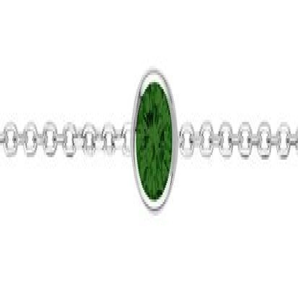 Bracelet Forçat Serti Clos Oxydes De Zirconium Vert Longueur 19 Cm AG925 Argent Rhodié 925