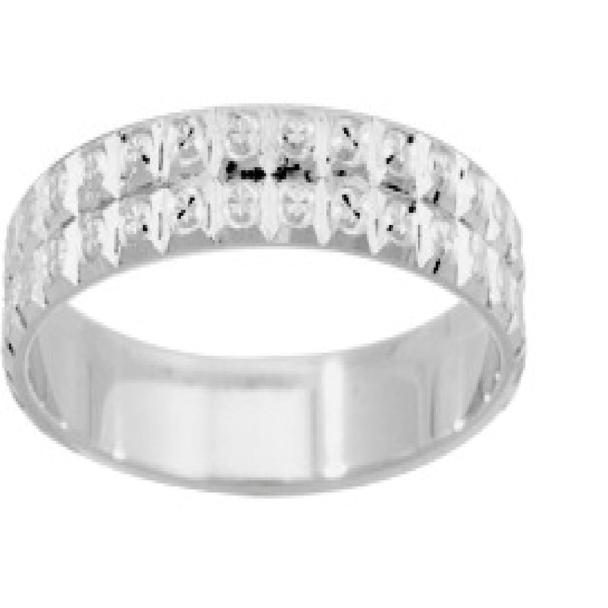 Alliances à Motifs Diamantées Intérieur et Extérieur Plats Finis – Or Blanc 18 Carats