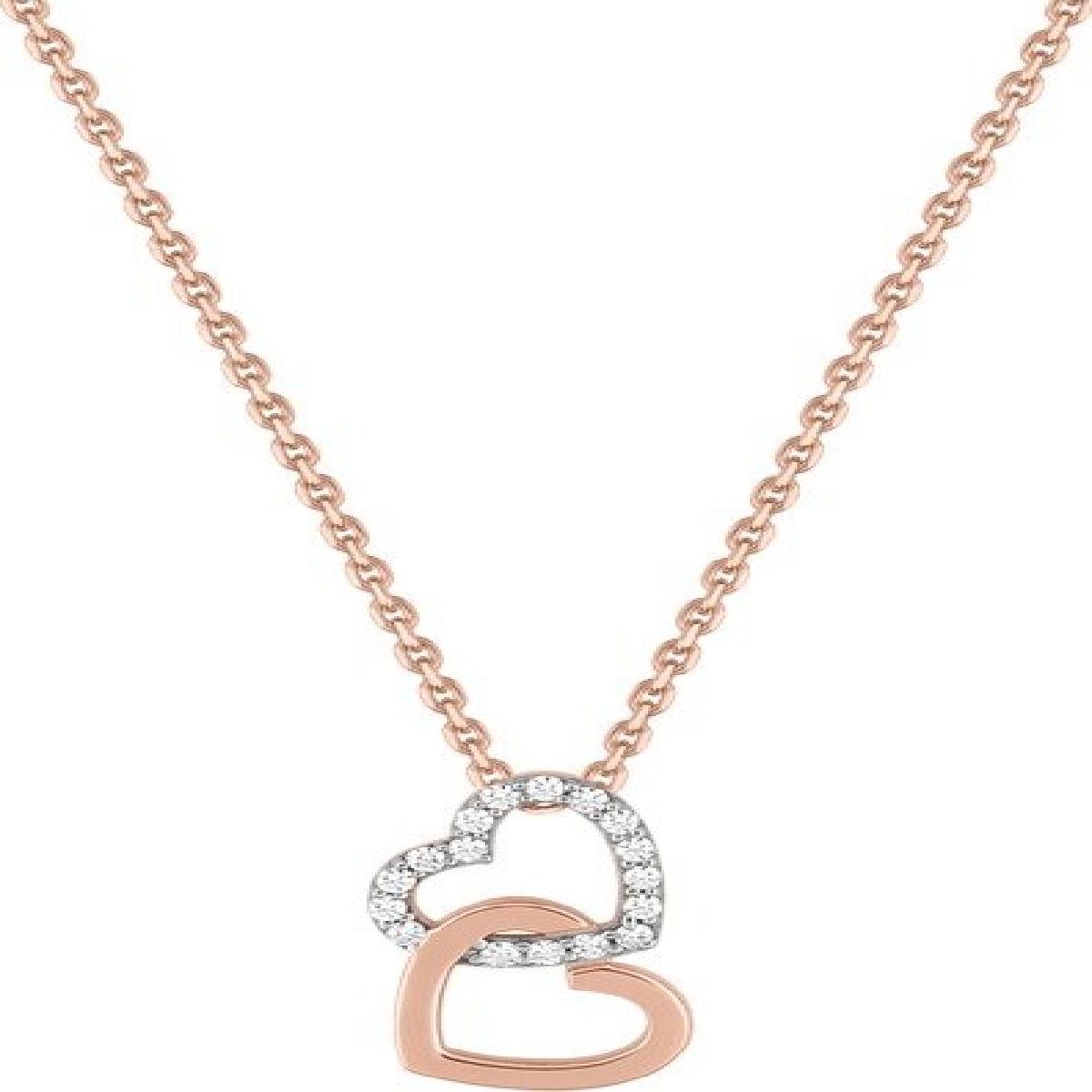 Collier Cœurs Entrelacés – Plaqué Or Rose 3 Microns Et Oxydes De Zirconium Réglable 40 À 45 Cm