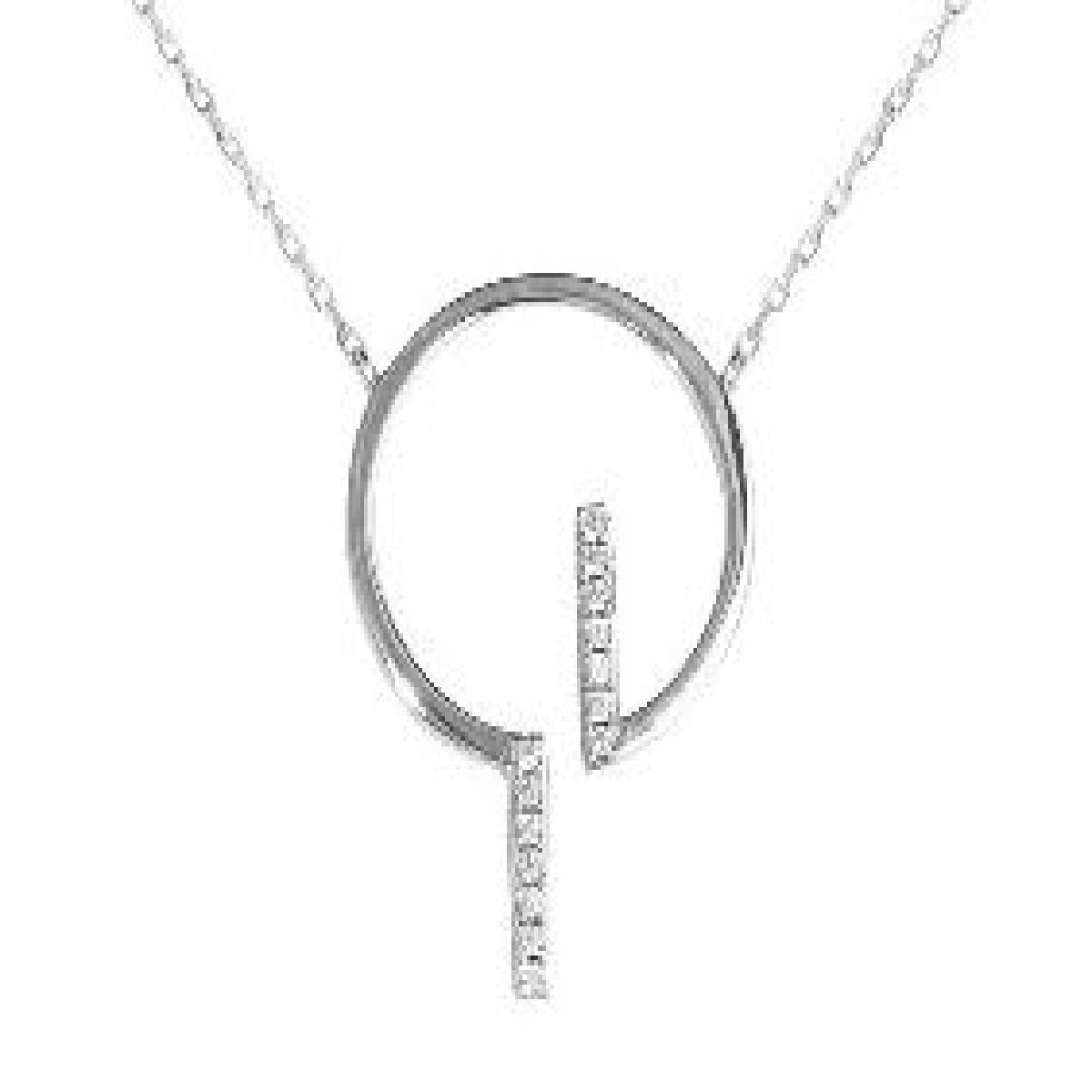 Collier AG925 ALOÏZE Pendentif Rond Oxydes de Zirconium Poli Épuré – Argent rhodié 925/1000