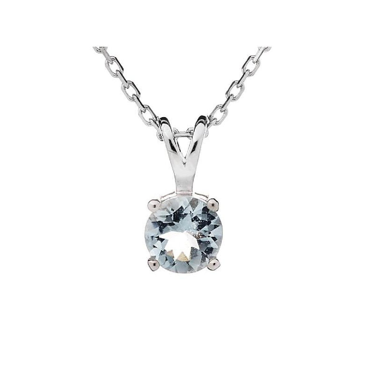 Pendentif ALOÏZE P.Couleur Solitaire Modèle Lune Serti Aigue Marine Grain Fin – Argent 925