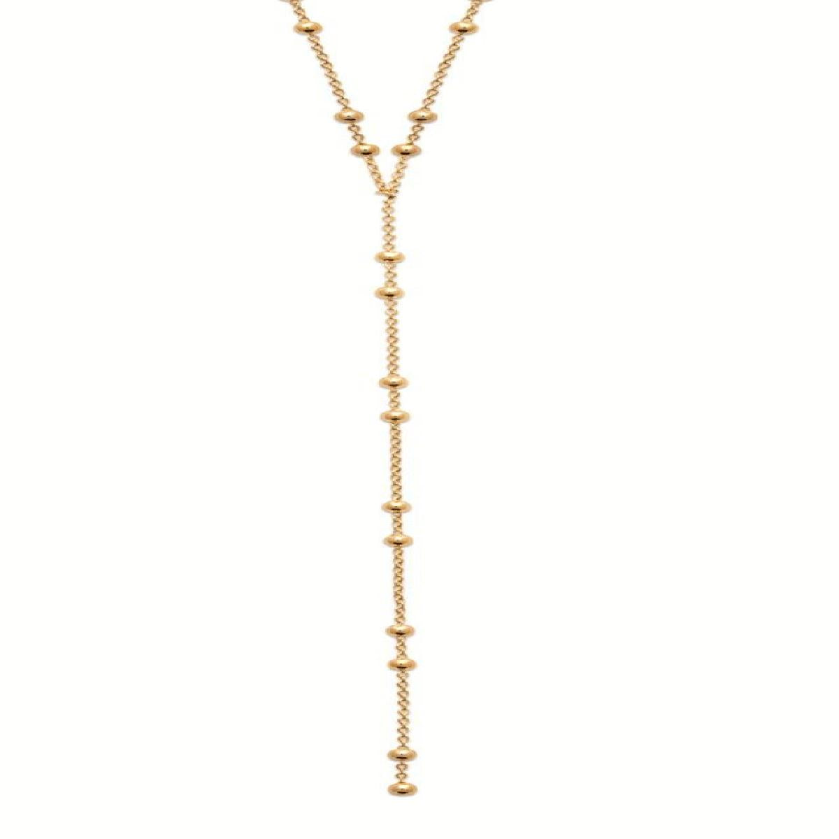 Collier en plaqué or de forme Y avec chaine à petites billes