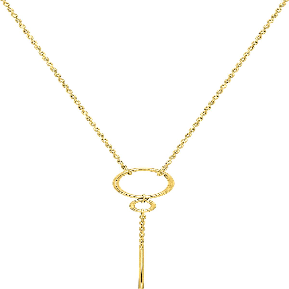 Collier Simple ALOÏZE Modèle SF 001 Longueur 40 cm Avec Anneau Double – Or Jaune 18 Carats