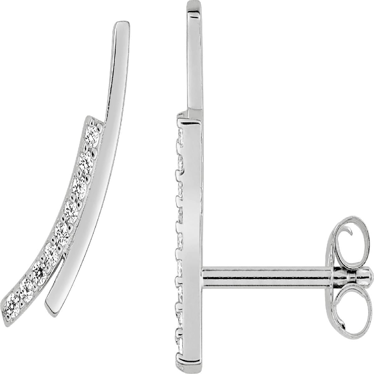 Boutons D'Oreilles Pierres Blanches D'Inspiration Minérale – Zirconium – Argent 925