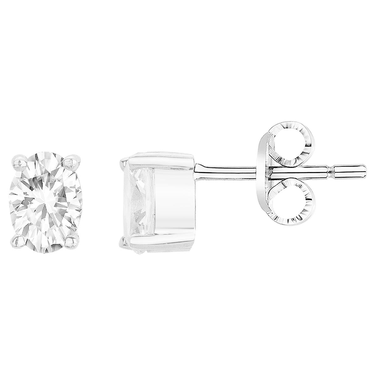 Boutons d'Oreilles Pierres Blanches Zirconium Taille Fine Nouvelle Édition – Argent 925