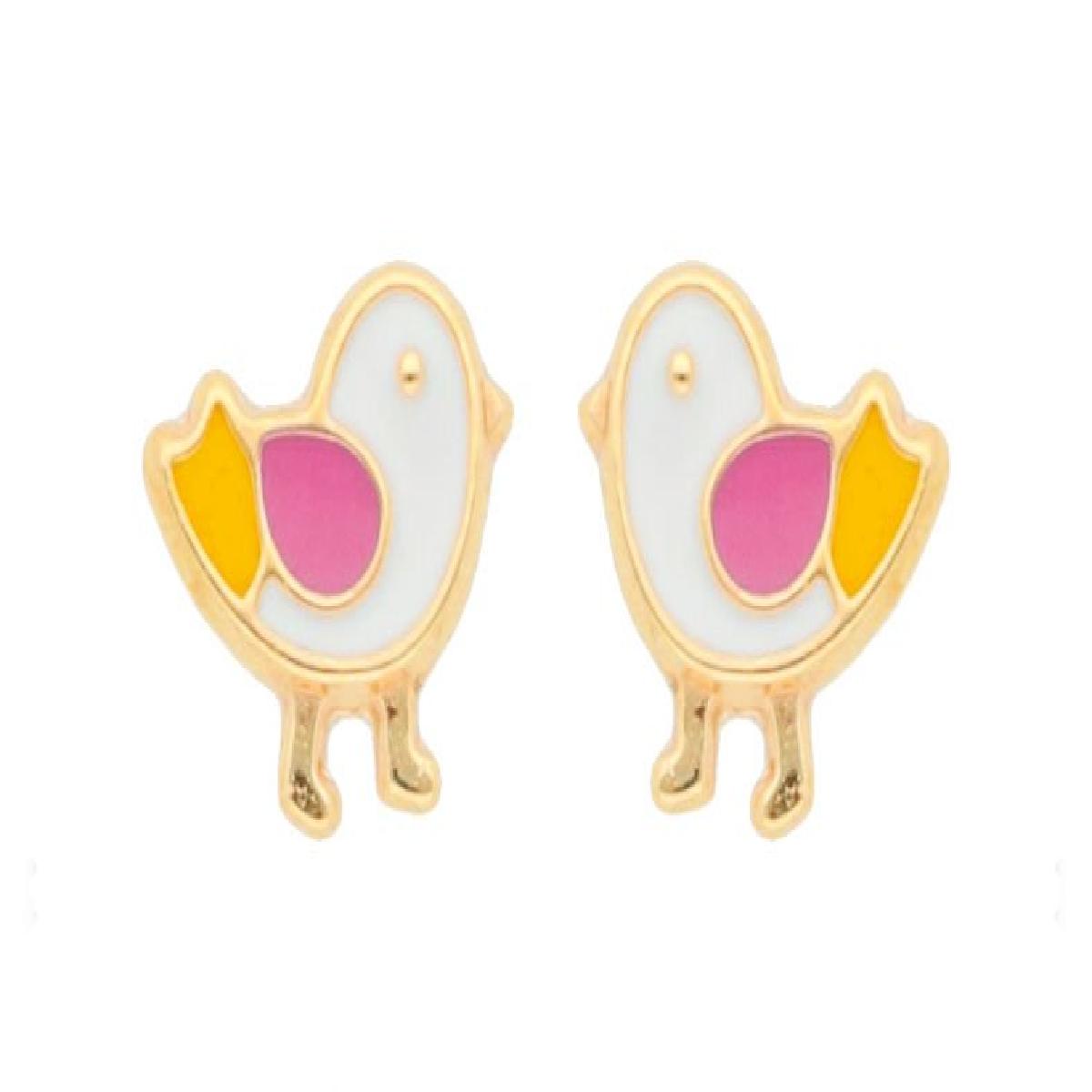 Boucles D'Oreilles Pour Enfant À Forme Poussins Miniatures AU375 – Or Jaune 9 Carats