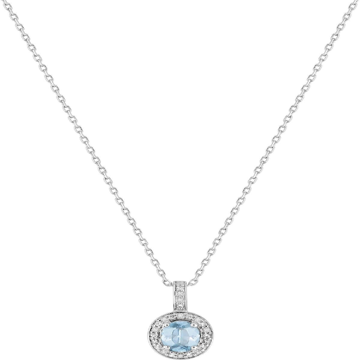 Collier Chaîne Simple AU375 Topaze Bleue Naturelle – Or Jaune 9 Carats Massif Et Clair