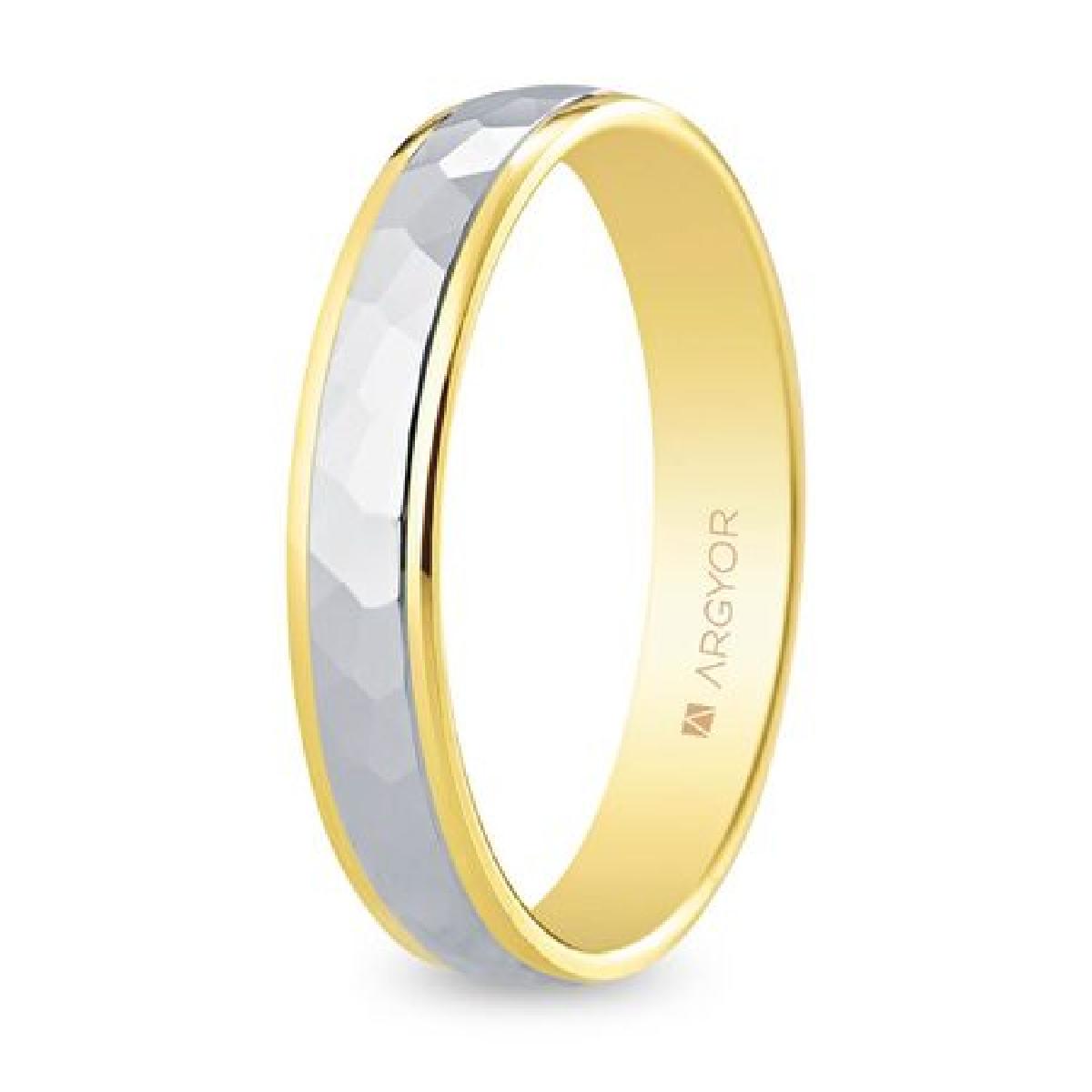 Alliances à Motifs Gravés Géométriques et Texturés et Satinés et Finition Satinée – Or 18 carats