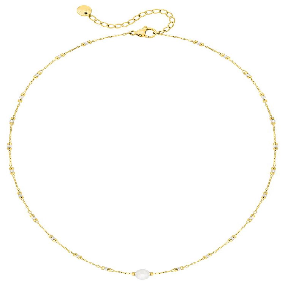 Collier Souple Perles Blanches ALOÏZE Collection Style Minimaliste Modèle Unique – Acier
