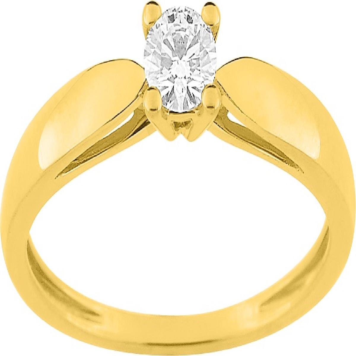 Bague Solitaire Modèle AU375 en Or 375 avec Diamant Naturel et Finition Polie pour un Look Élégant et Discret