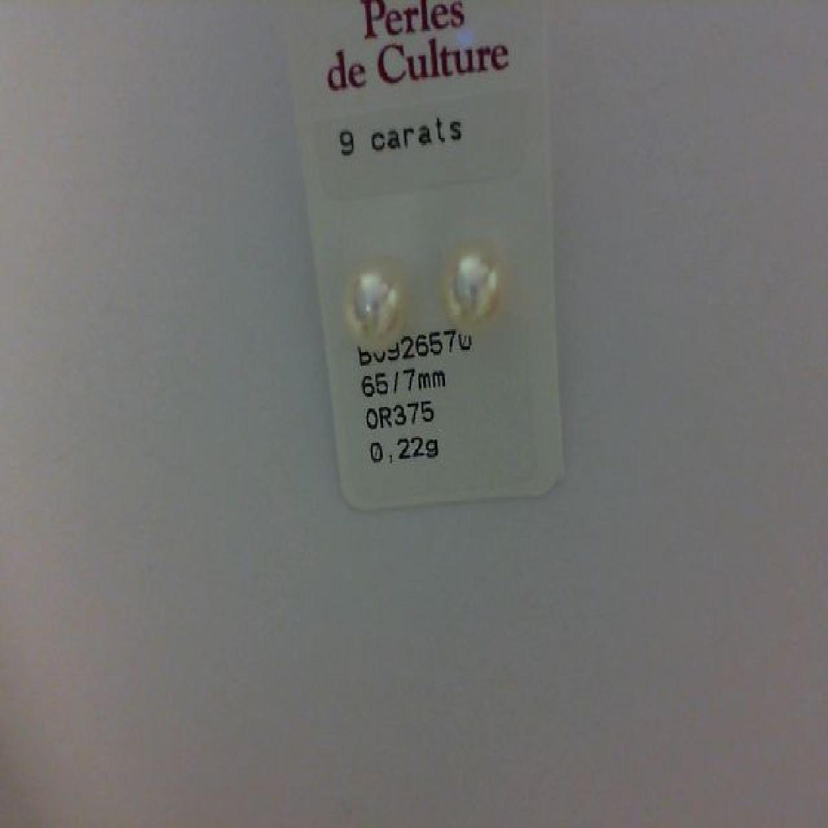 BO puces or jaune 375 perles de culture 6.5/7mm