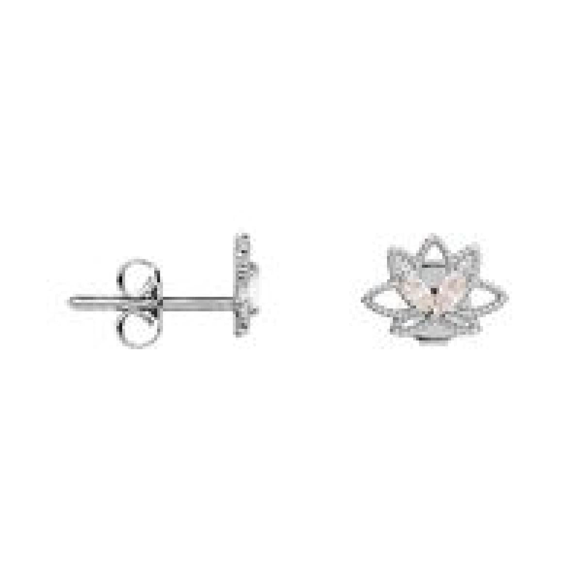 Boutons D'Oreilles À Pierres Blanches En Zirconium Serti Finement Et Pavé Micro – Argent 925