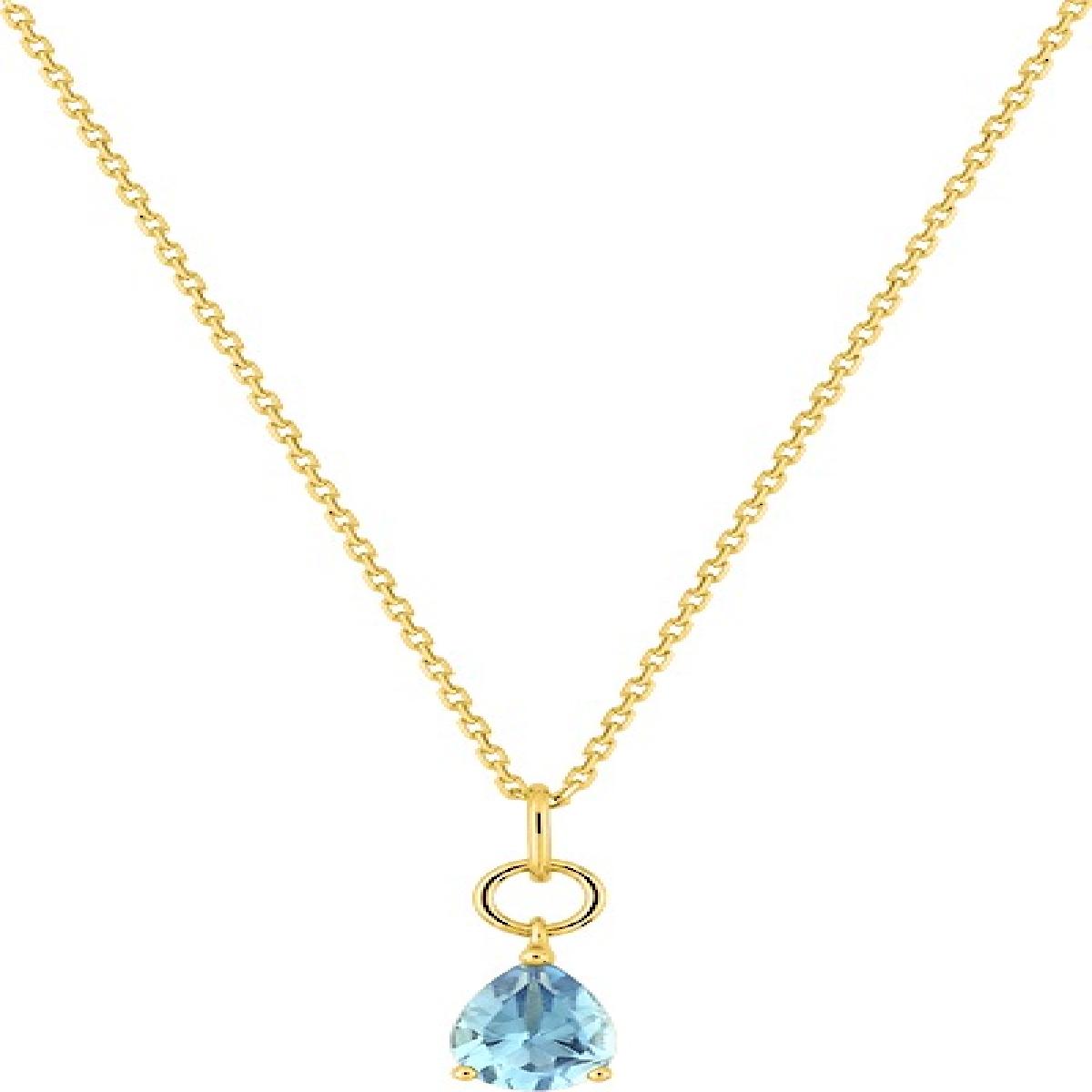 Collier or jaune 375/1000 topaze bleue traitée