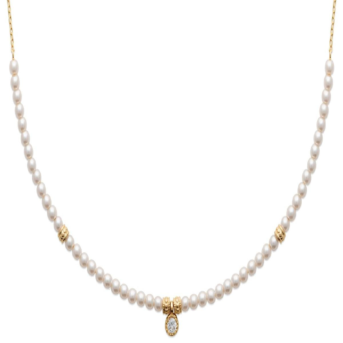 Collier Simple P. Blanches ALOÏZE Collection Version Longue Maille Fine – Zirconium