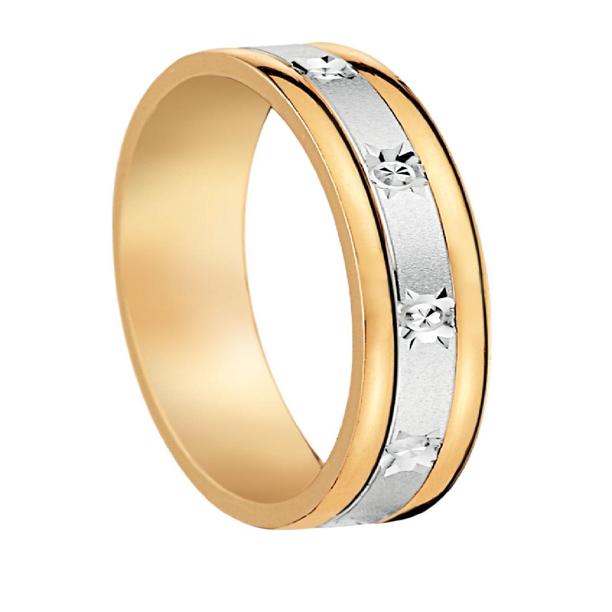 Alliances À Motifs Gravés Finement Et Complexes, Présentant Des Textures Croisées – Or 18 Carats