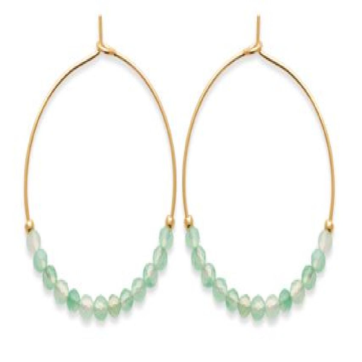 Boucles d'Oreilles Aventurine – Plaqué Or Jaune 750/1000