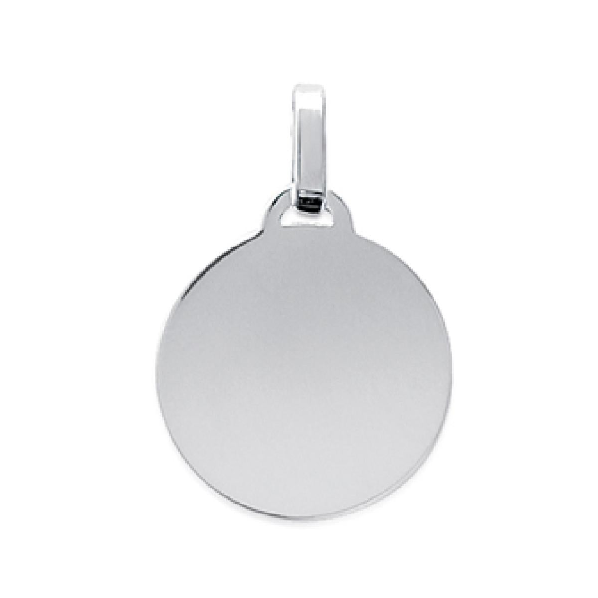 Pendentif Rond Gravable Avec Bélière Mobile Et Plaque Lisse AG925 – Argent Rhodié 925/1000