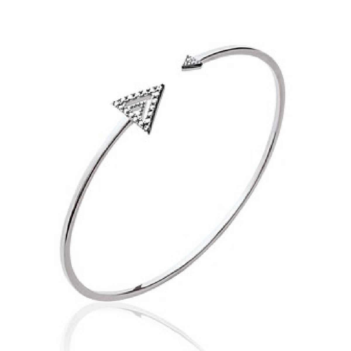 Bracelet Rigide AG925 Argent Rhodié 925/1000 et Oxydes de Zirconium Longueur 18 cm