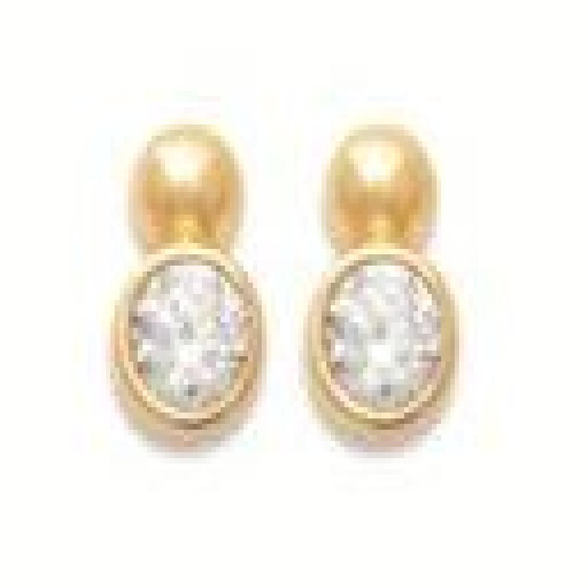 Boutons D'oreilles Pierres Blanches Coniques Biseautées Dessin Étoile Gravé – Zirconium