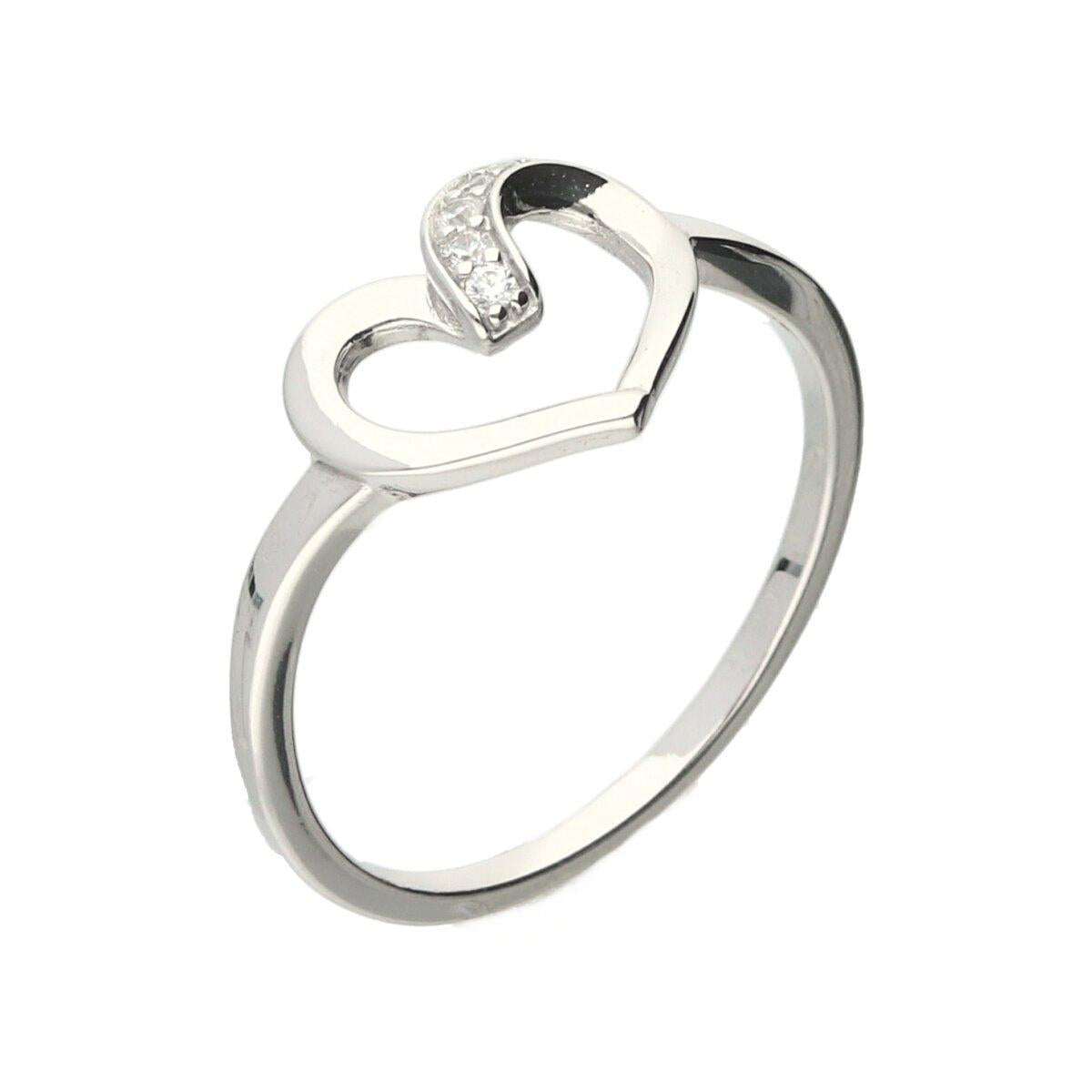 Bague Coeur Demi-jonc Gravée AG925 – Argent Rhodié 925/1000 et Oxydes de Zirconium