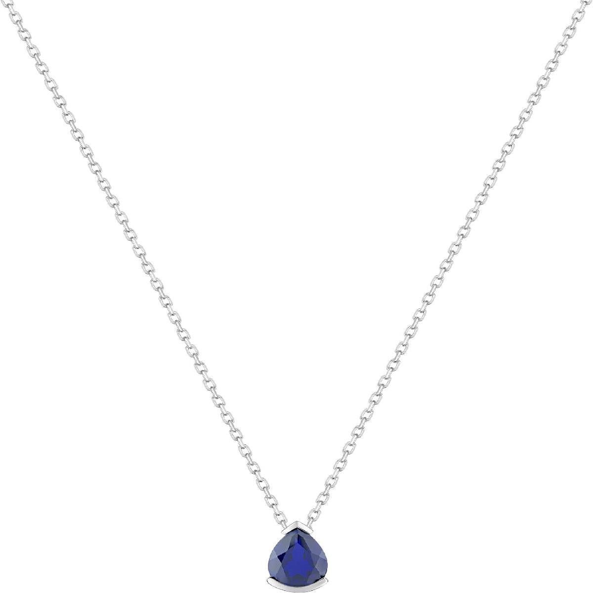 Collier Simple Longueur Ajustable Saphir Couleur Bleu Nuit Facetté – Or Jaune 9 Carats AU375