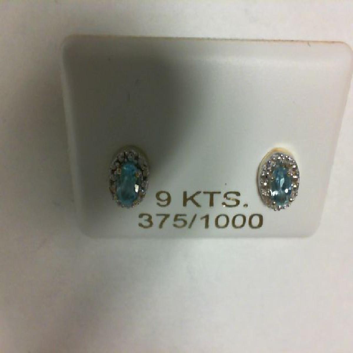 Boucles d'oreilles pendantes AU375 - Or Jaune 9 Carats Topaze Bleue Naturelle Facettée