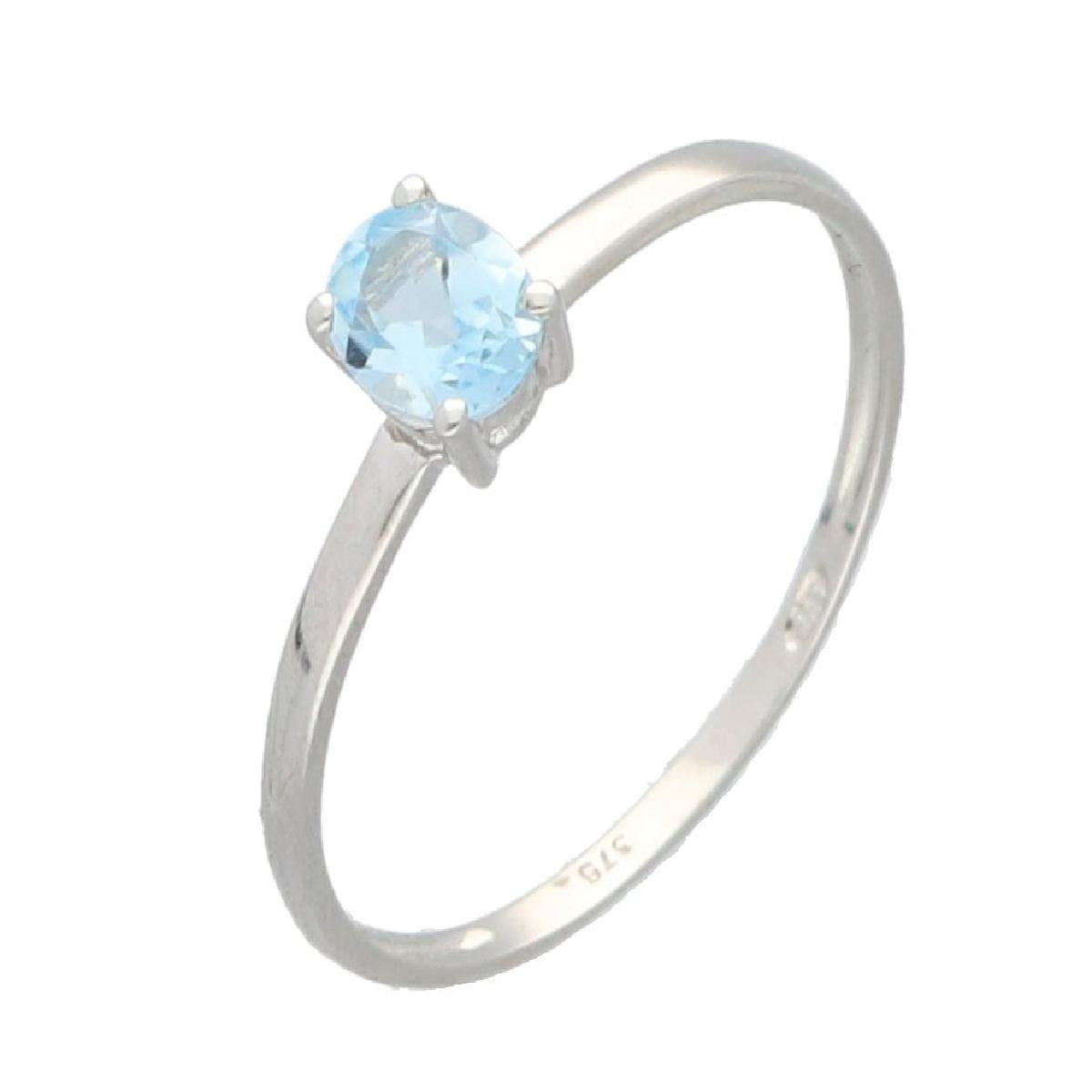 Solitaire AU375 Topaze Bleue Taillée Facettes Longues Et Brillantes – Or Jaune 9 Carats