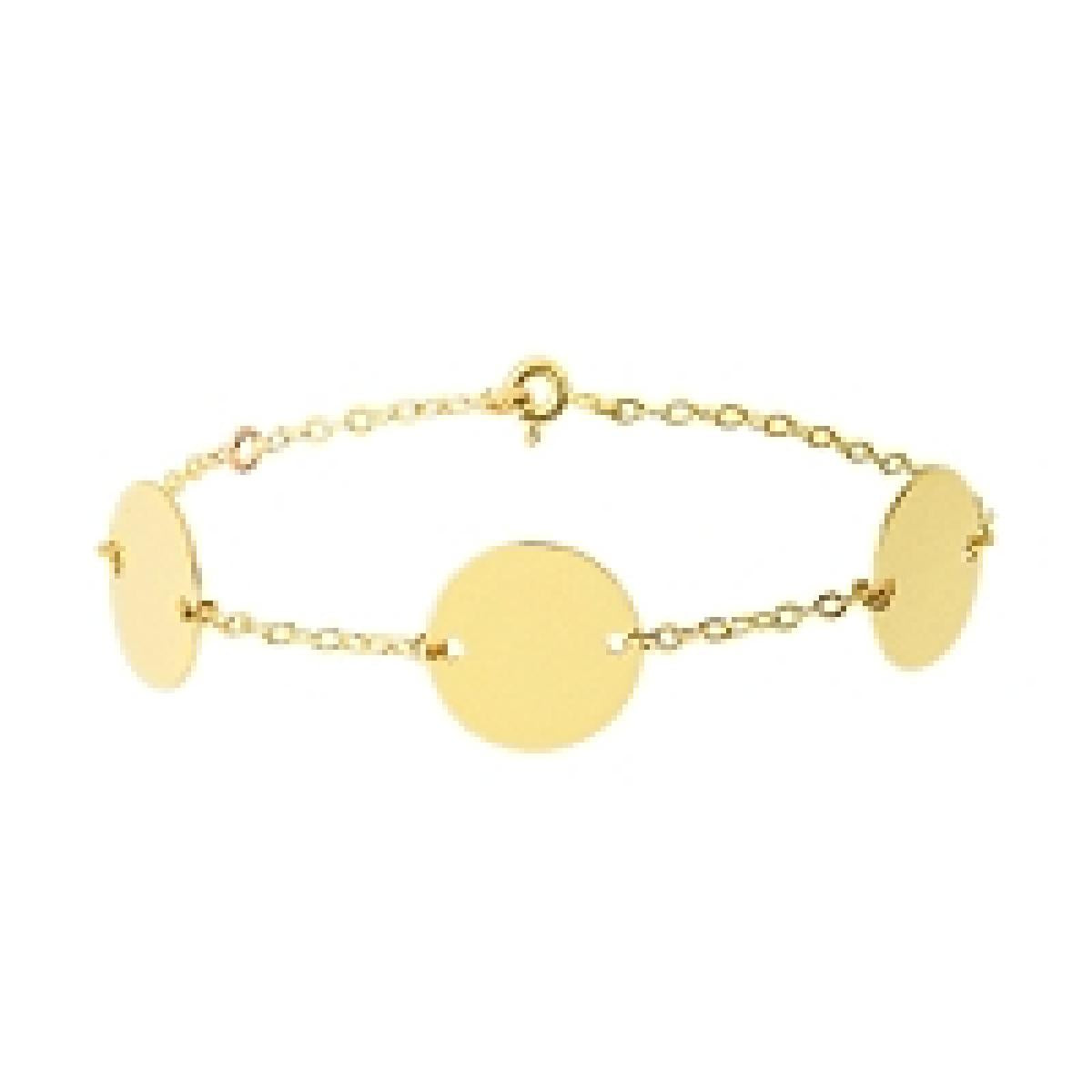 Bracelet Souple Avec Plaque Gravée Et Inscription Centre Longueur Standard AU375 - Or 9 Carats
