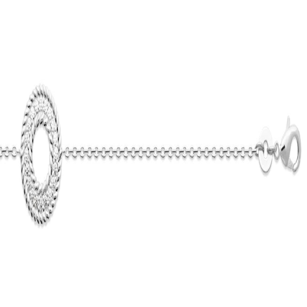 Bracelet Forçat Cercle Serti Oxydes Brillants Design Épuré – Argent Rhodié 925/1000