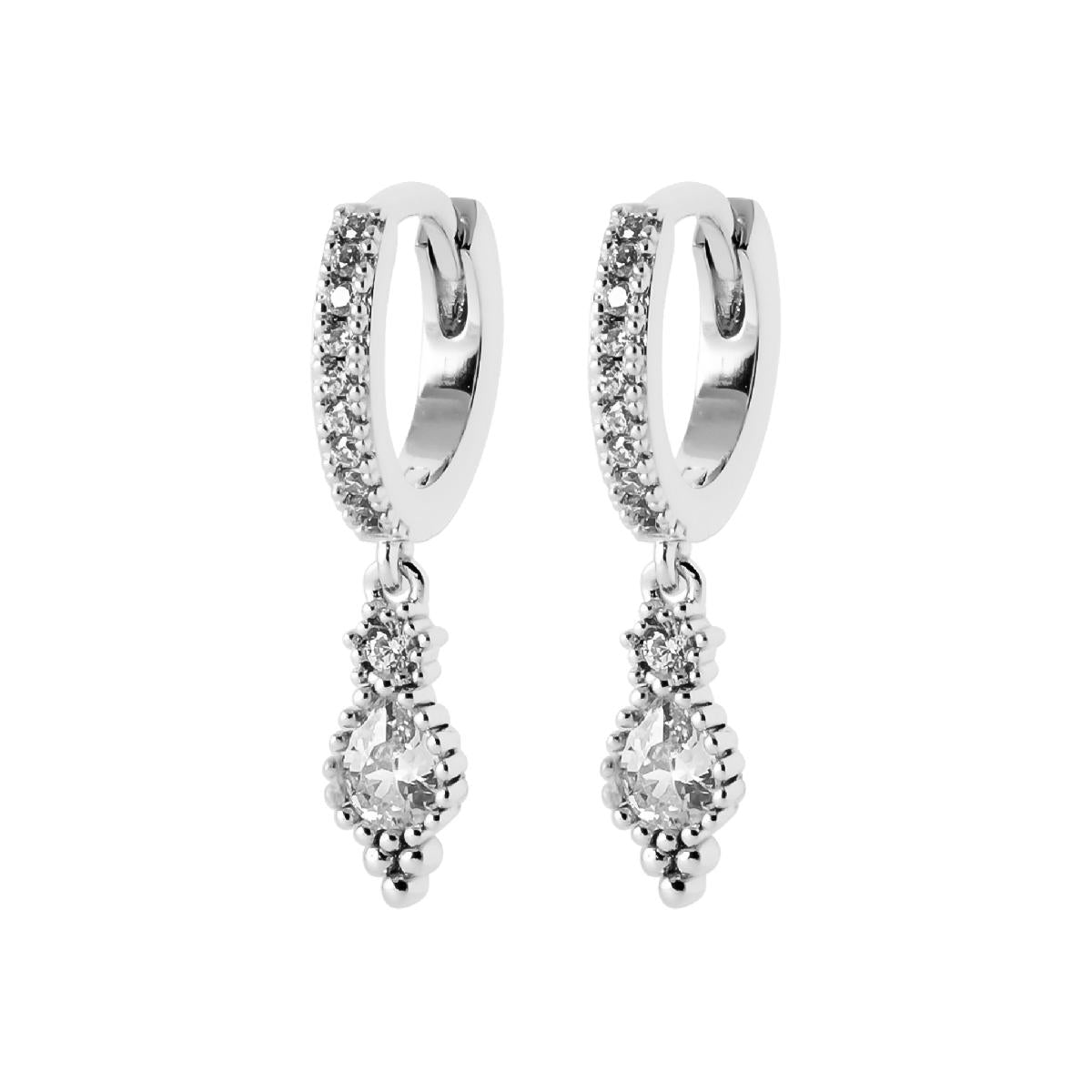 Créoles PAM Blanc – Argent 925 et Zirconium, serties en griffes, surface polie satinée