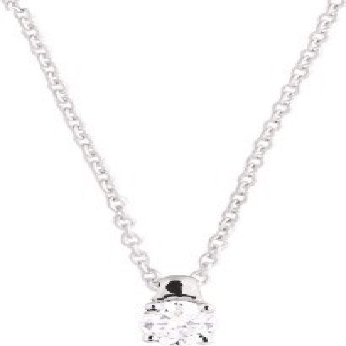 Collier Diamant AU750 Serti Quatre Griffes – Or Blanc 18 Carats, Longueur 42 Cm Avec Anneau Intermédiaire À 40 Cm