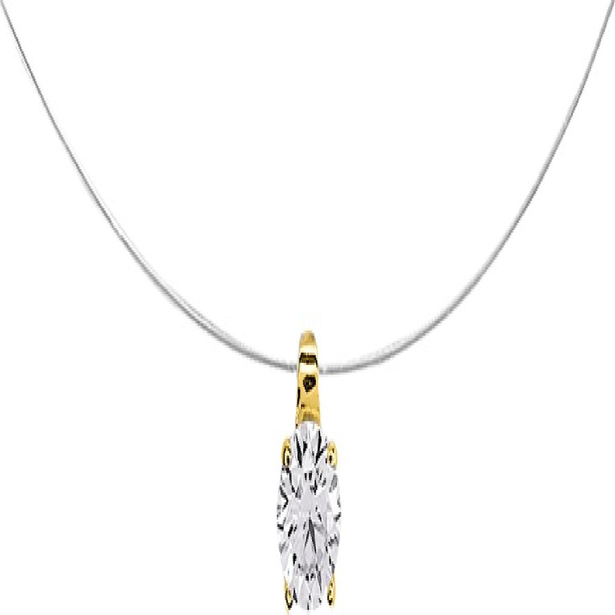Collier Simple Pendentif Blanc Finement Taillé À Finition Satinée ALOÏZE – Zirconium