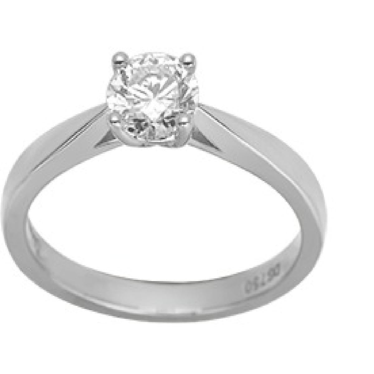 Bague Solitaire AU750 Zirconium Gravée Modèle Classique Contemporain – Or Jaune 18 Carats