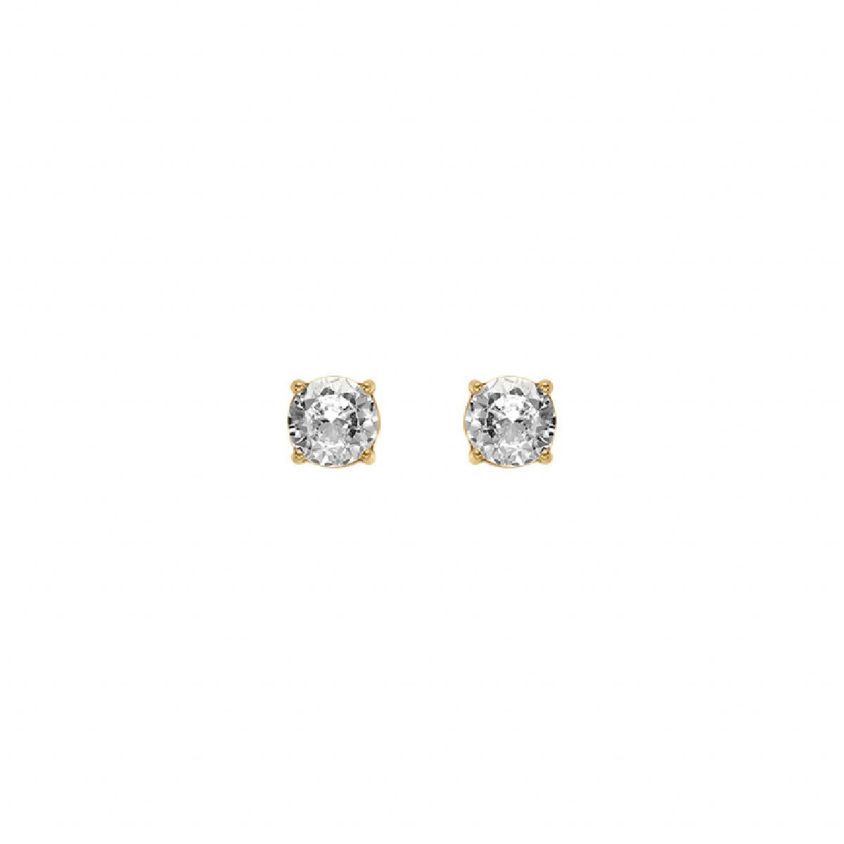 Boutons d'Oreilles à Pierres Blanches Destinés Aux Oreilles Sensibles Zirconium – Acier Inoxydable