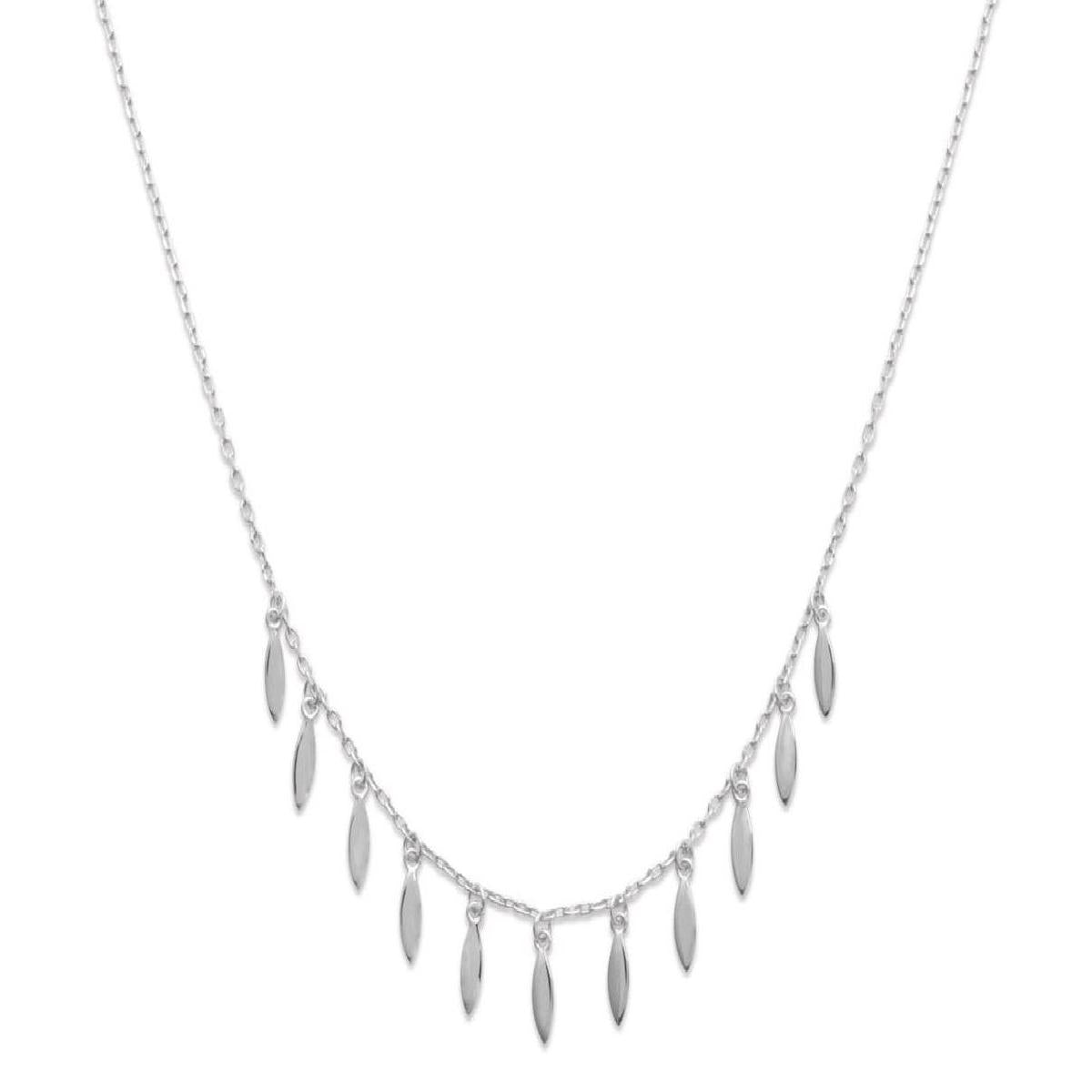 Collier AG925 – Argent Rhodié 925/1000, Fini Miroir Et Petites Pampilles À Porter Au Quotidien
