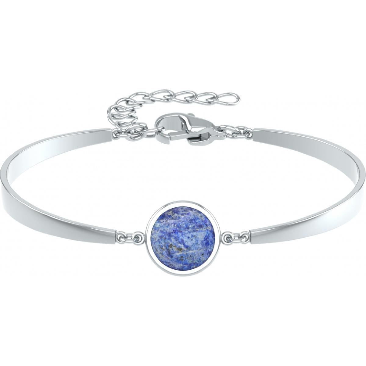 Bracelet Semi-Rigide Cabochon Sodalite Naturel – Acier Inoxydable, Couleur Bleue Variable
