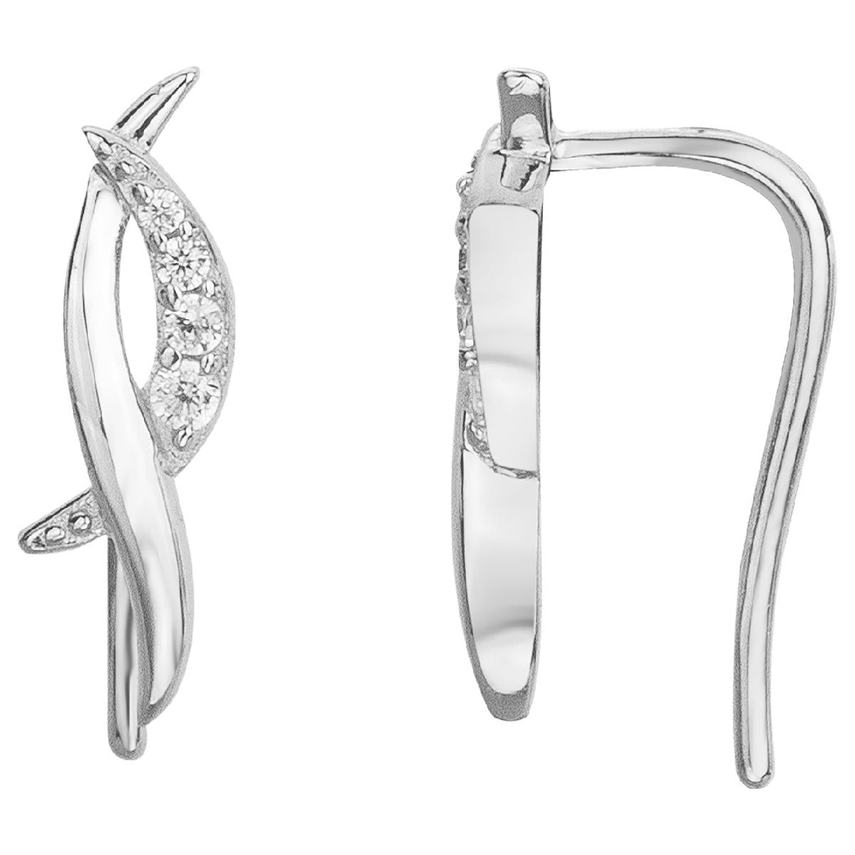Créole PAM Blanc Dormante Pendante – Argent 925 et Zirconium, Finition Satinée Polie