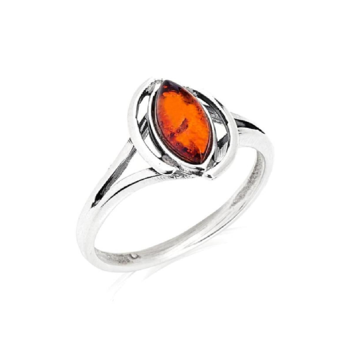 Solitaire Pierre De Couleur Ambre Naturelle Facettée Taille Brillante – Argent 925